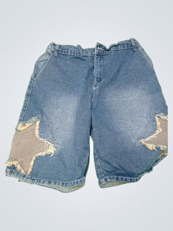 Unbranded Distressed Denim Star Patch Shorts