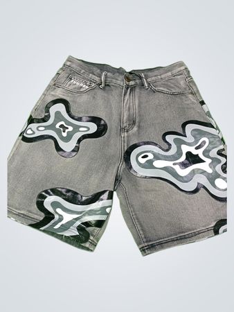 Gray Shorts with Abstract Design