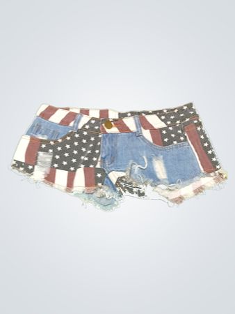 American Flag Denim Shorts
