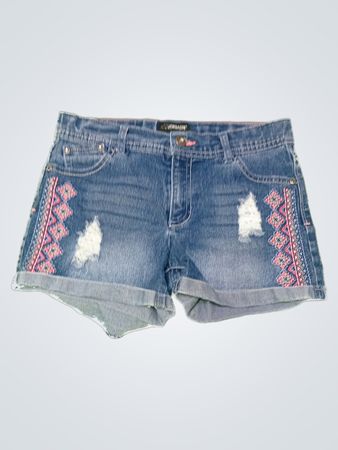 Jordache Embroidered Distressed Denim Shorts