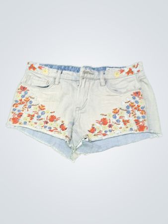 Embroidered Denim Shorts