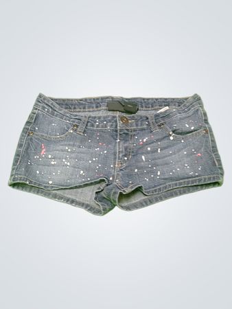 Denim Shorts with Paint Splatters