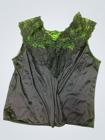 Black Lace-Trimmed Silk-Like Top