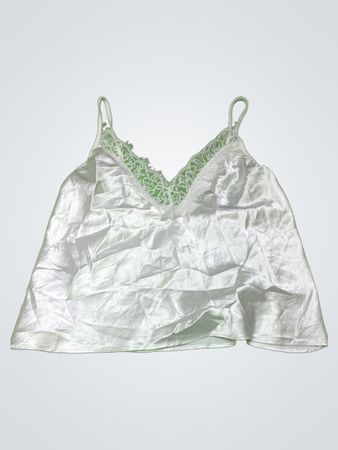 Unbranded White Lace Trim Satin Cami Top