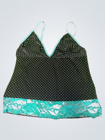 Black Polka Dot Cami with Lace Trim