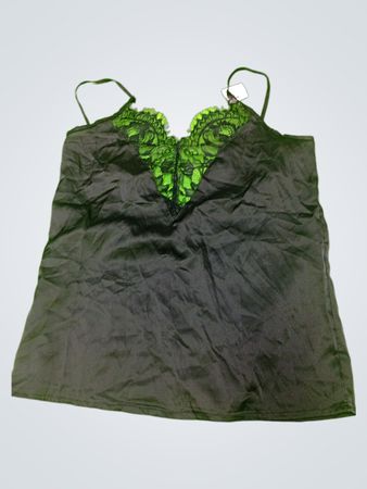 Unbranded Black Lace Trim Satin Cami Top