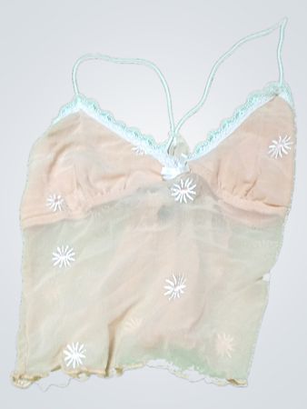 Sheer Beige Camisole with White Flowers