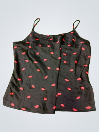 Black Camisole with Red Lip Print