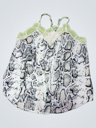 Women's Lace Trim Snakeskin Print Camisole
