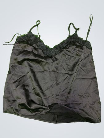 Forever 21 Black Lace Trim Satin Cami Top