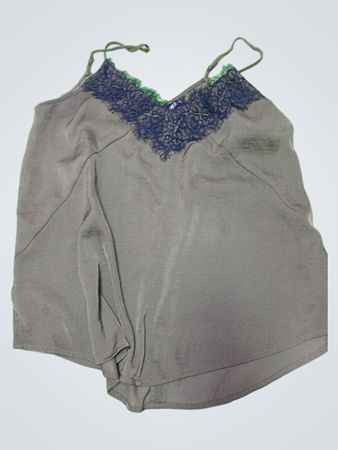 Gray Camisole with Blue Lace