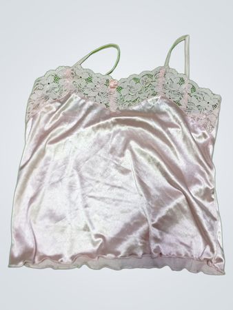 Pink Satin Lace Cami Top