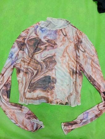 Long-Sleeve Marble Print Top