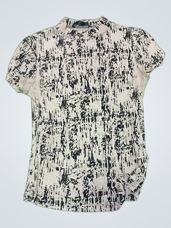 Short Sleeve Black and White Patterned Shirt