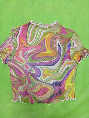 Blouse with Colorful Swirl Pattern