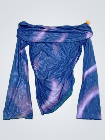 Blue and Purple Tie-Dye Off-The-Shoulder Top