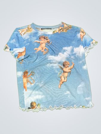 Cherub Print Blue Shirt