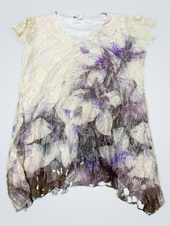 Lace Blouse with Purple and Gray Design