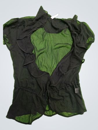 Xhilaration Black Sheer Ruffle Blouse
