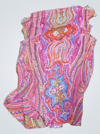 Paisley Print Ruffled Sleeveless Blouse