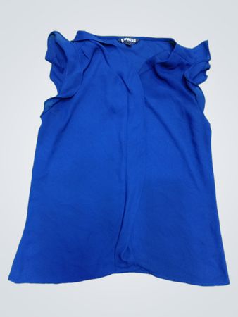 Blue Ruffled Sleeveless Top