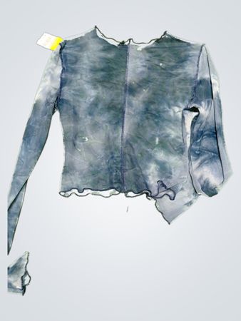Unbranded Blue Tie-Dye Mesh Long Sleeve Crop Top