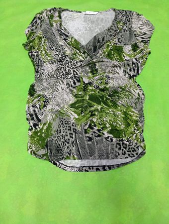 Green and Black Animal Print Top