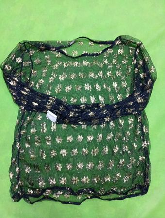 Green Sheer Blouse with Floral Pattern