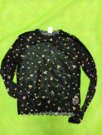Black Floral Long-Sleeve Top