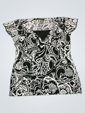 Black and White Paisley Short Sleeve Top