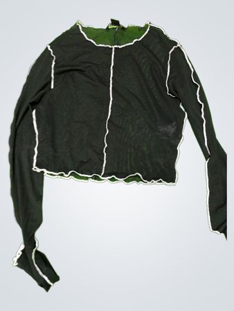 Black Long Sleeve Top with White Trim
