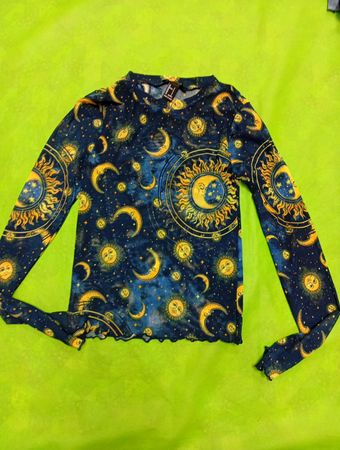 Long-Sleeved Celestial Print Shirt