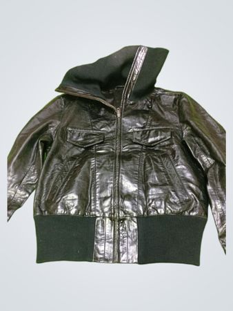 Unbranded Brown Leather Hooded Jacket