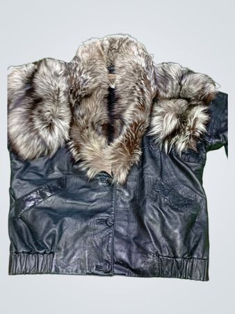 Black Leather Jacket with Fur Trim