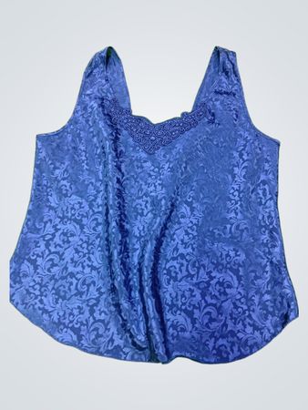 Blue Lace Trim Sleeveless Top