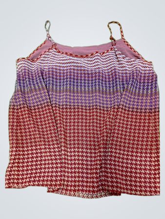 Blouse with Red Purple and White Pattern