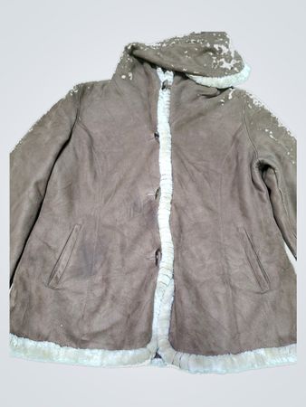 Jones New York Sport Brown Suede & Shearling Lined Hooded Jacket