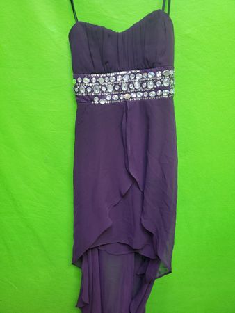 Purple Evening Dress with Rhinestone Embellishment