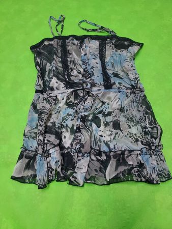 Blue and Black Floral Pattern Dress
