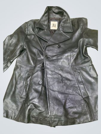 Jones New York Leather Double-Breasted Coat