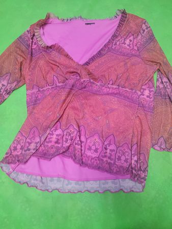 Pink and Purple Paisley Print Blouse
