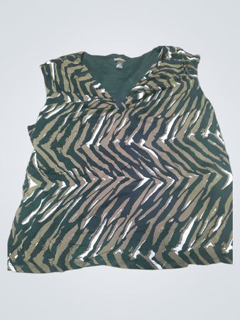 DANA BUCHMAN Sleeveless V-Neck Zebra Print Top
