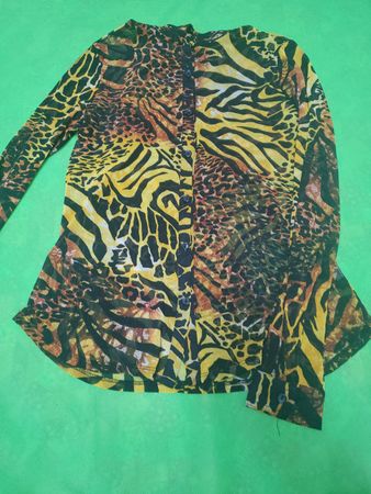 Sheer Animal Print Button-Up Top