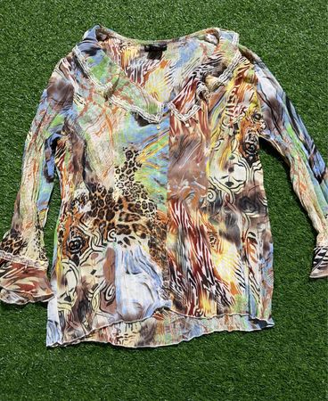 BAY STUDIO Damen Bluse mit Print und langen Ärmeln
