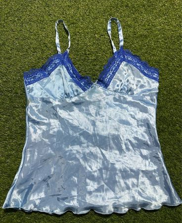 No Boundaries Blue Satin Cami Top