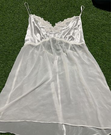 Studio Seidenweiß Slipkleid mit Spitzenbesatz