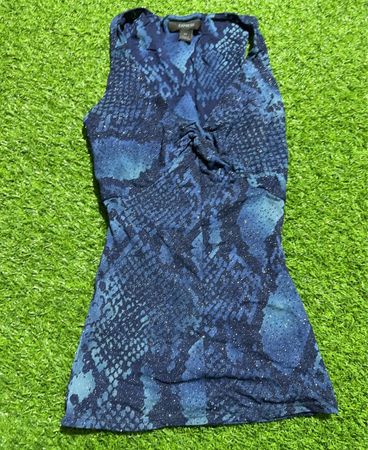Express Blue Snake Print Glitter Top