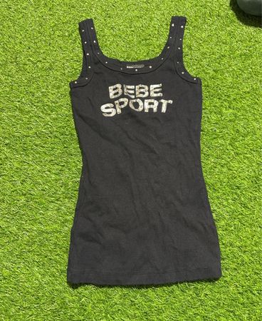 Bebe Sport Canotta nera a coste con borchie