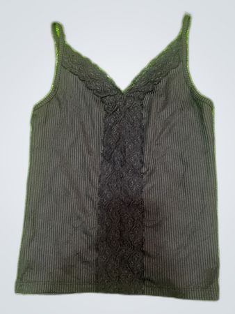 Black Lace Trim Ribbed Camisole