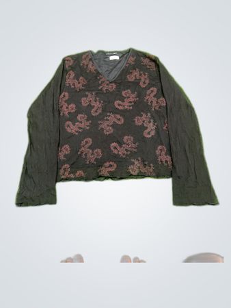 Gertrud Jansen Embroidered Dragon V-Neck Blouse